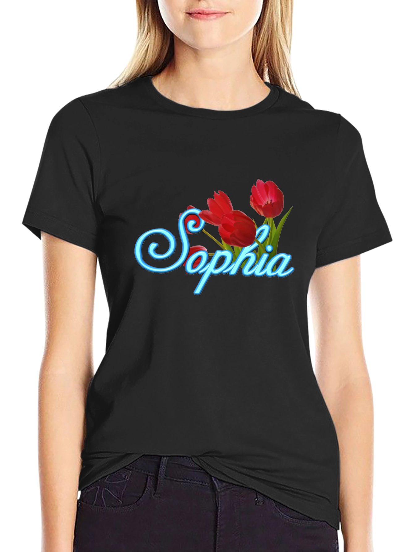 Sophia Tulip Black T-Shirt
