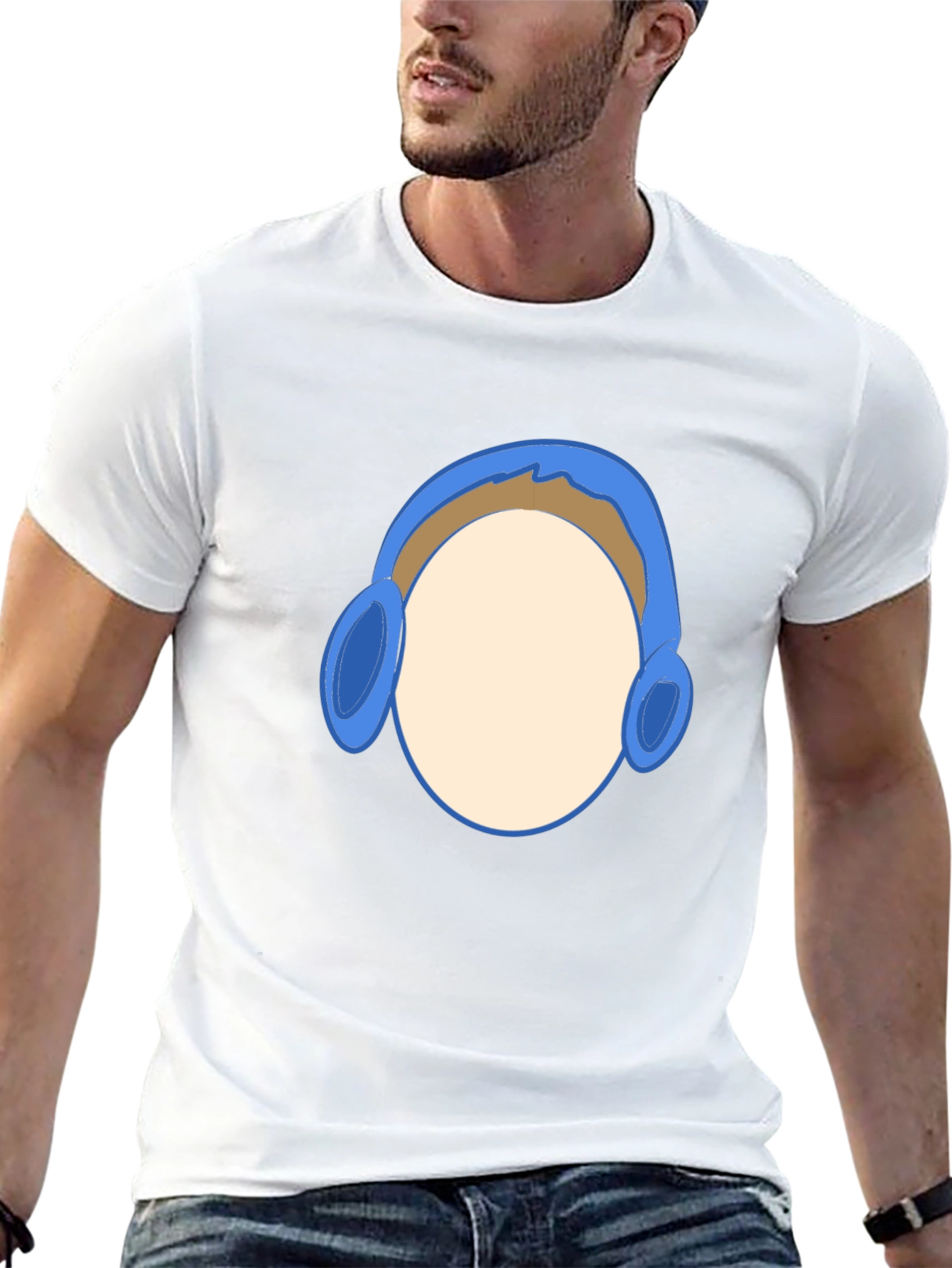 Black T-Shirt with Headphone Graphic