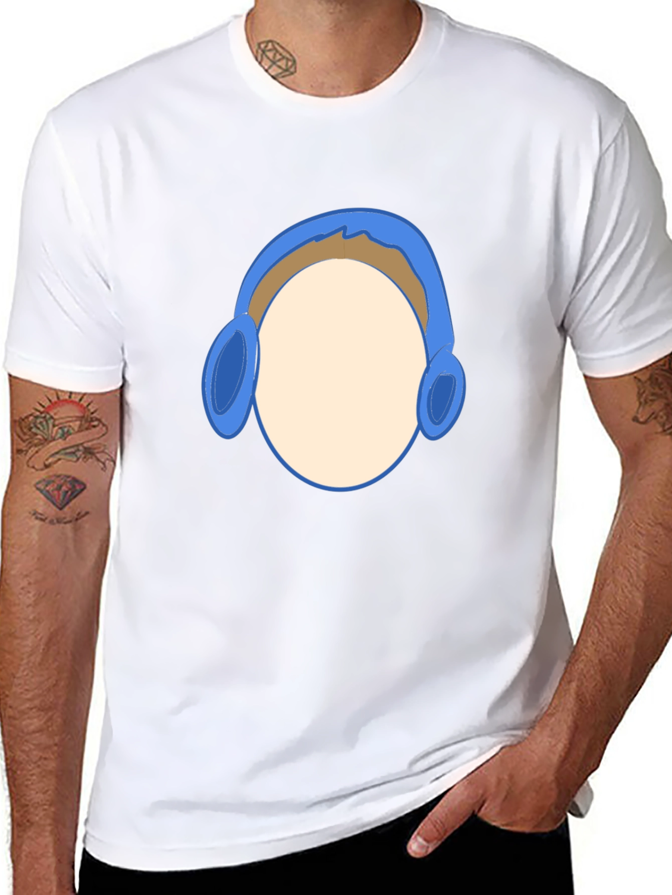 Black T-Shirt with Headphone Graphic