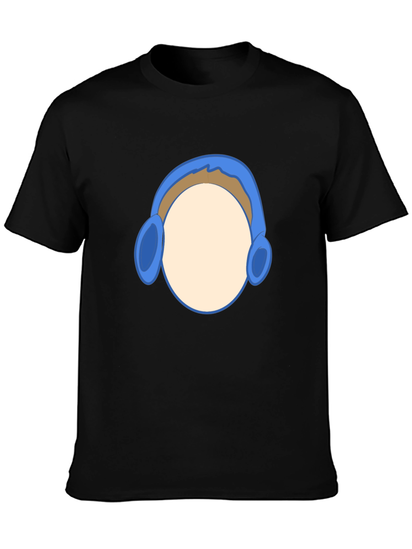 Black T-Shirt with Headphone Graphic
