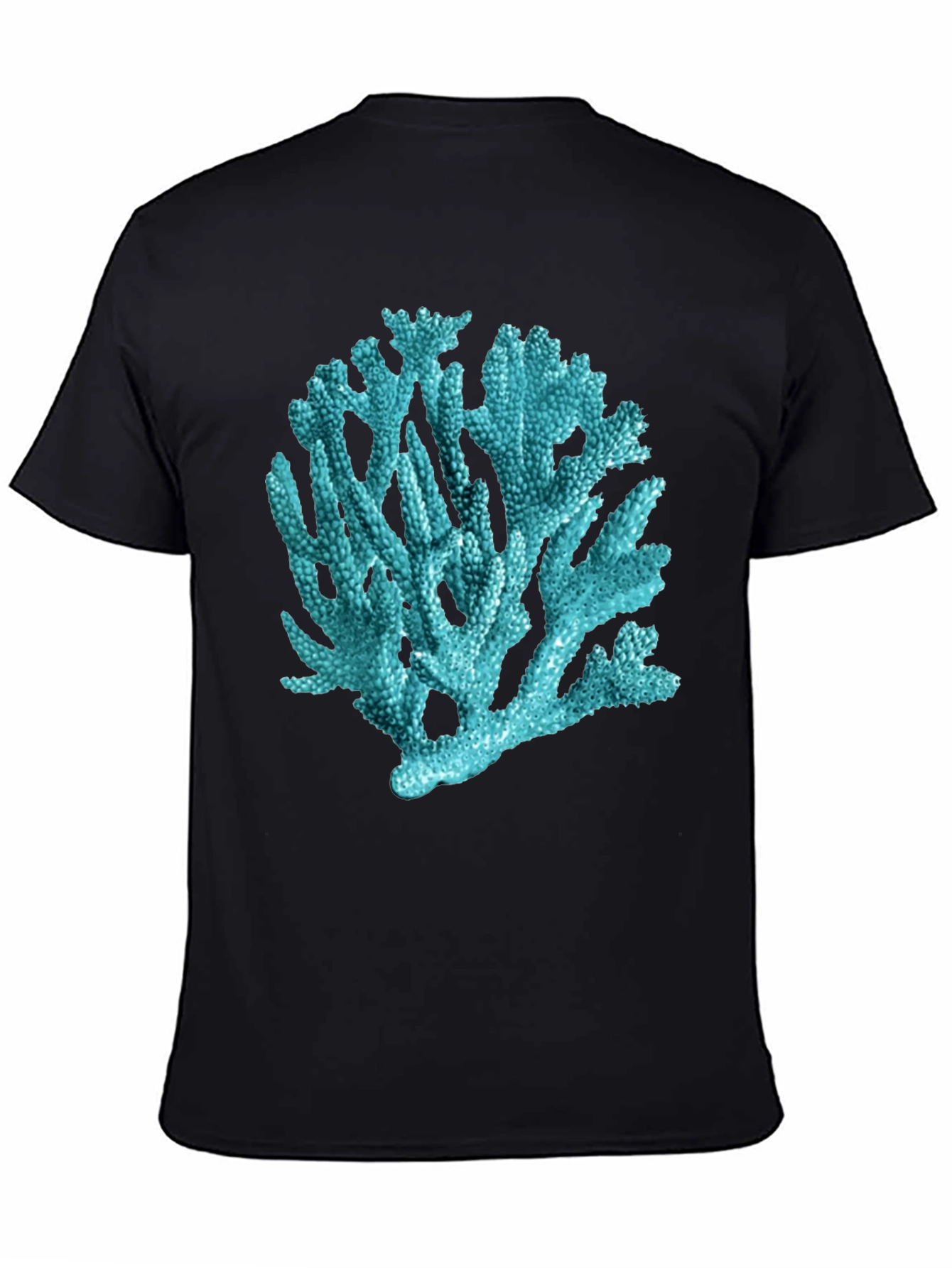 Coral Print Black T-Shirt