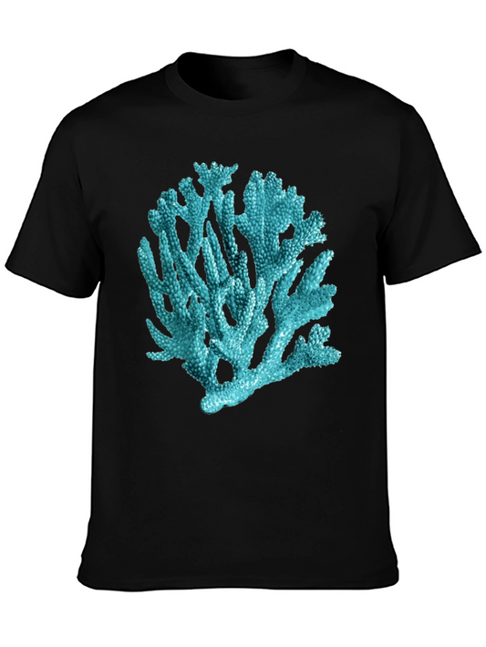 Coral Print Black T-Shirt