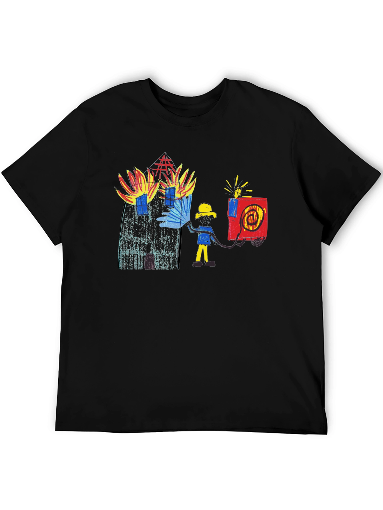 Black T-Shirt with Firefighter Graphic Tee