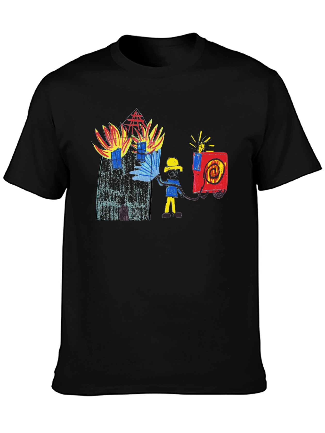 Black T-Shirt with Firefighter Graphic Tee