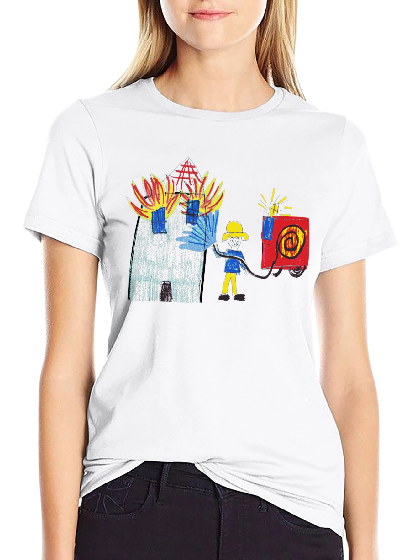 Black T-Shirt with Firefighter Graphic Tee