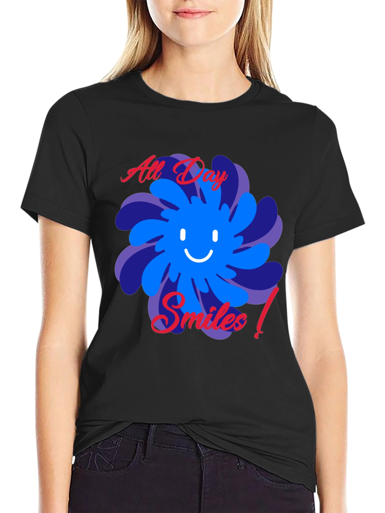 All Day Smiles Black Graphic Tee