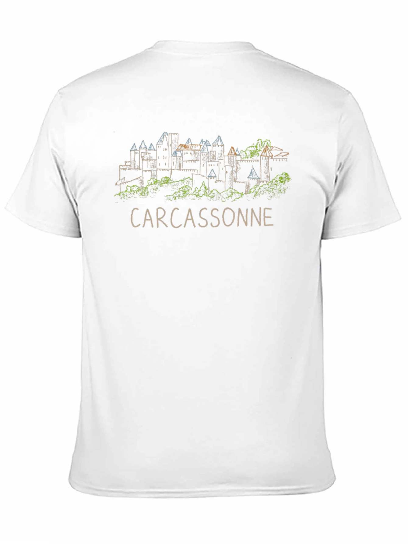 Carcassonne Castle Outline Black T-Shirt