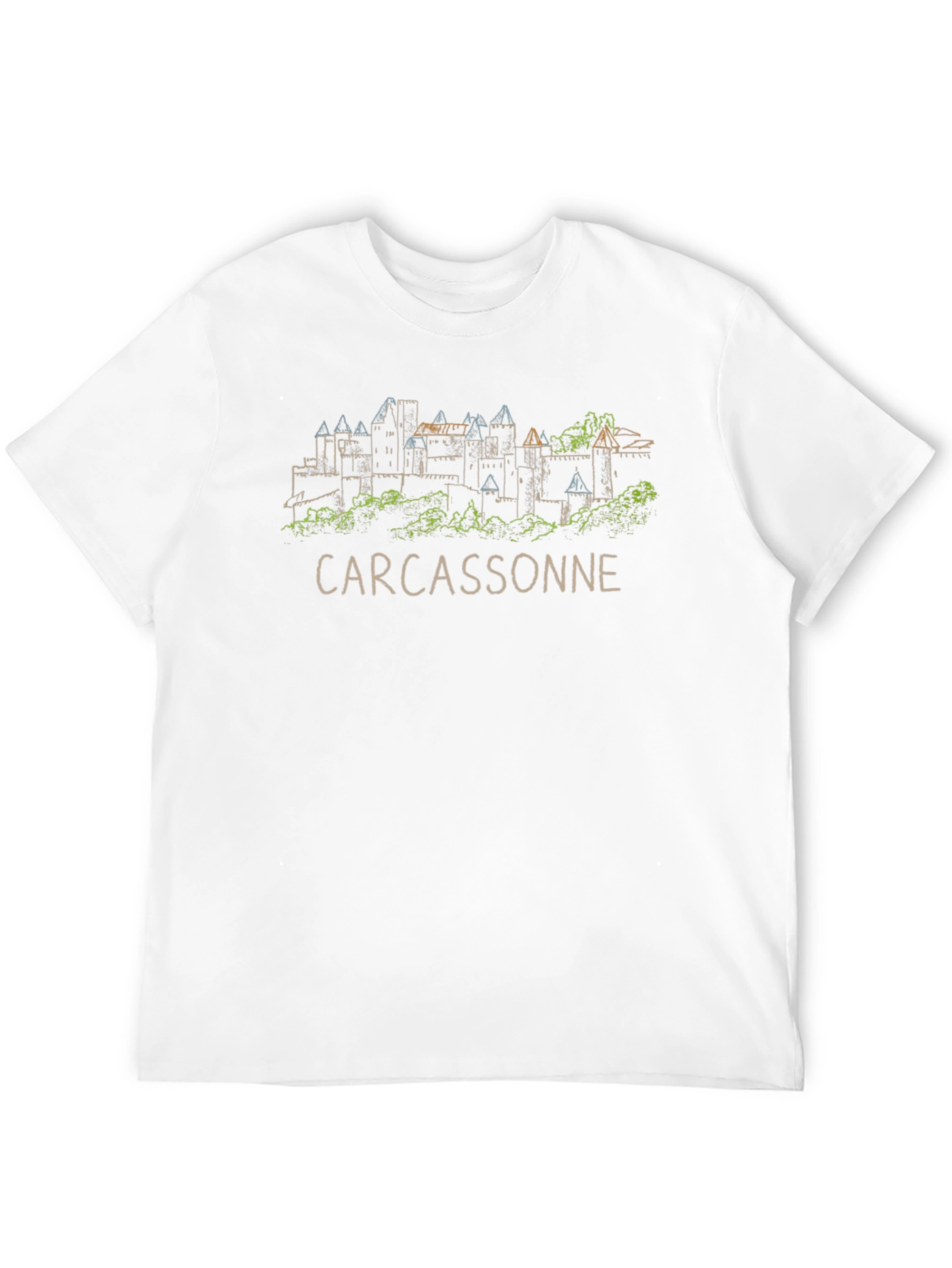 Carcassonne Castle Outline Black T-Shirt