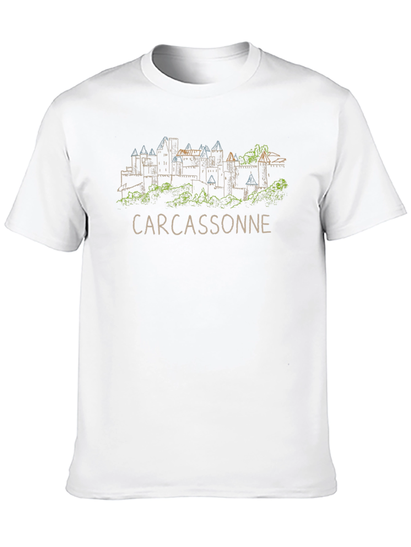 Carcassonne Castle Outline Black T-Shirt