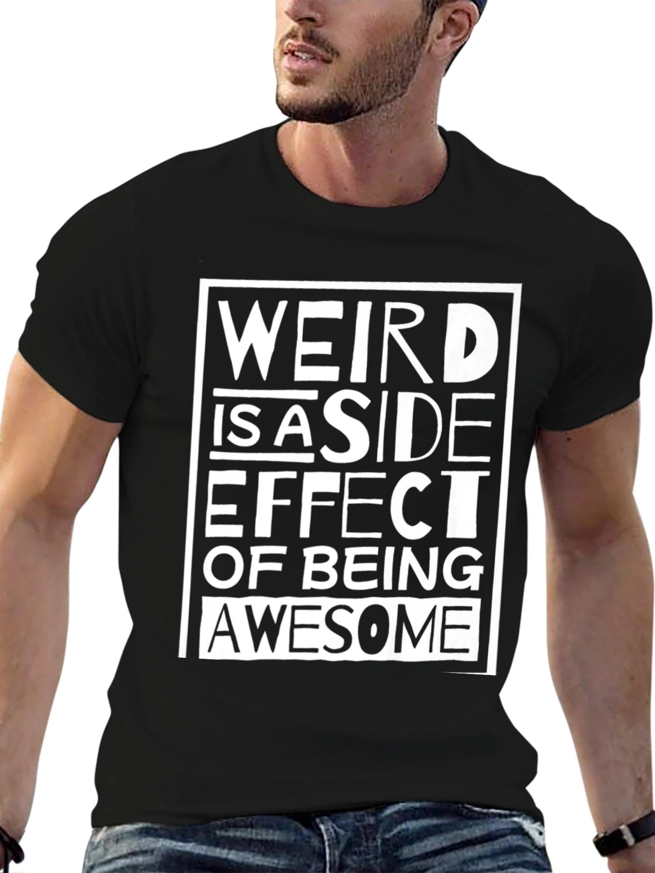 Weird Awesome Graphic Tee - Black Cotton T-Shirt