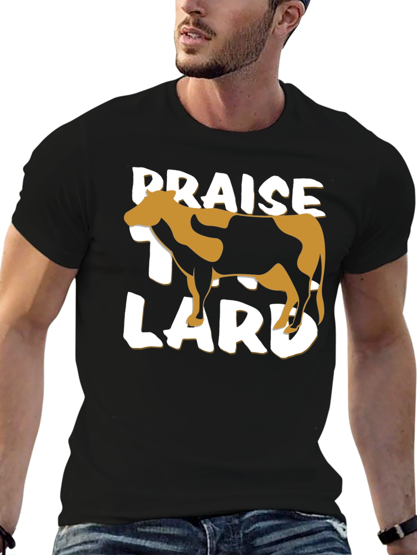 Praise Lard Black Graphic T-Shirt