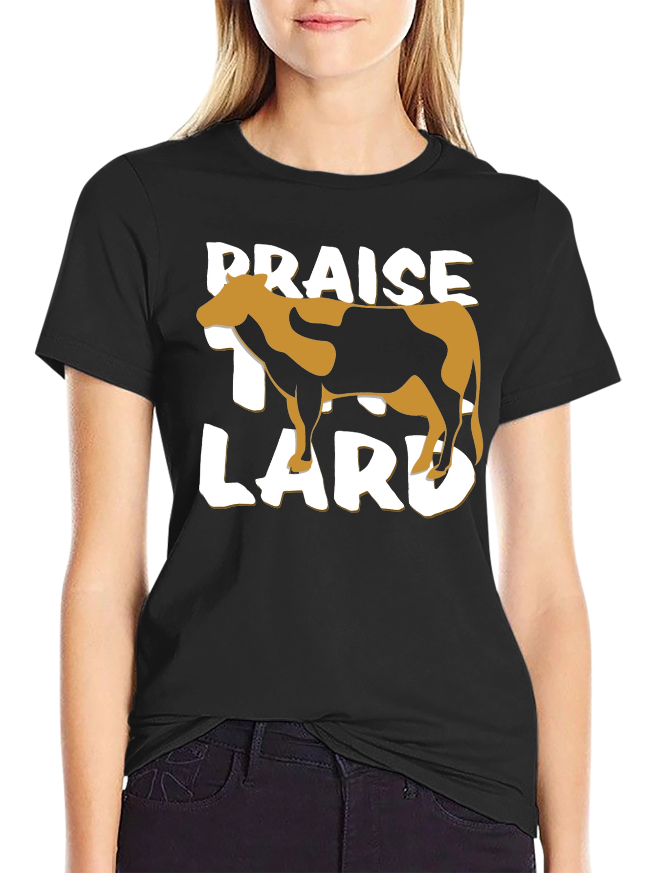 Praise Lard Black Graphic T-Shirt