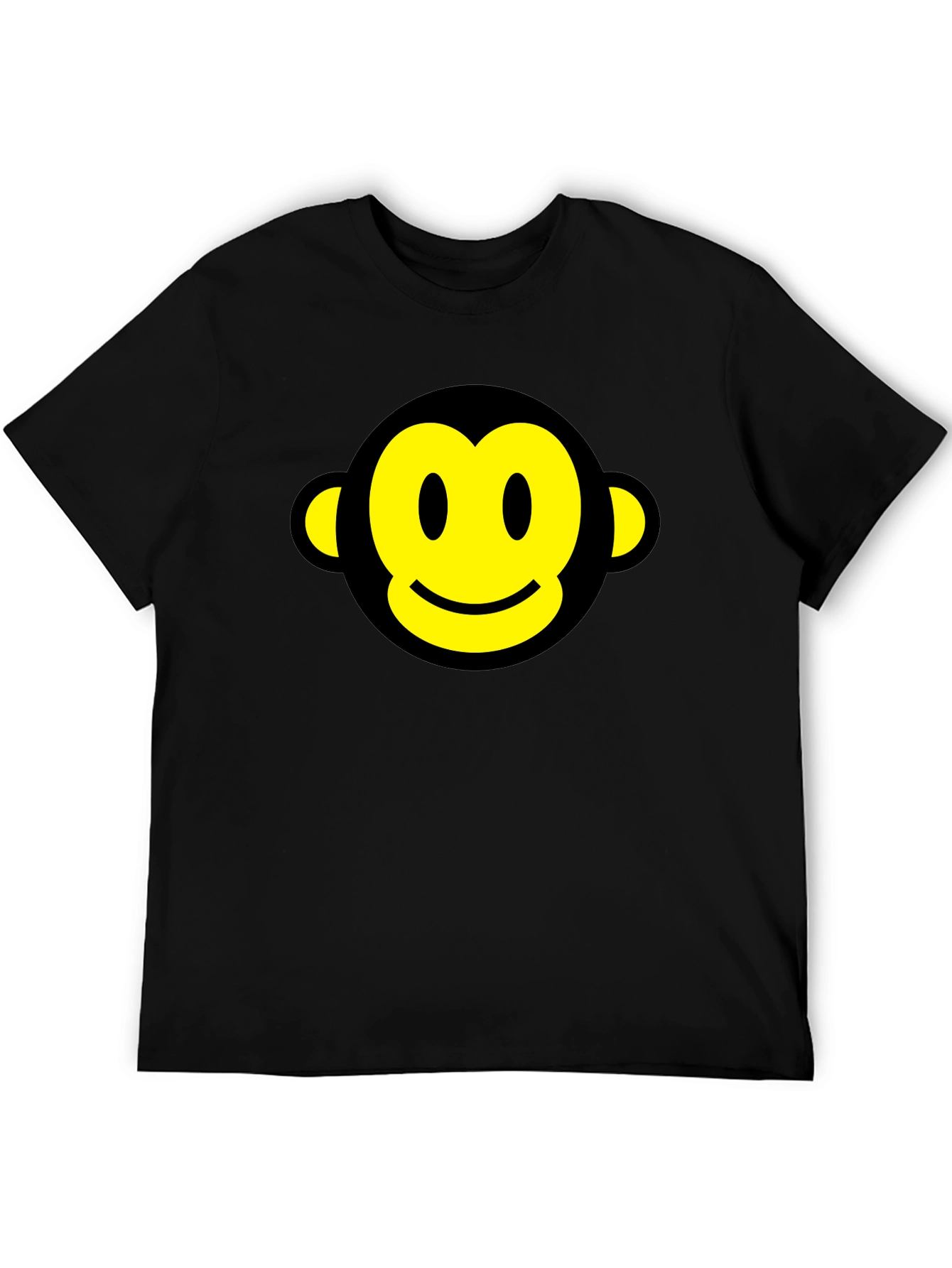 Smiley Monkey Face Graphic Tee - Black