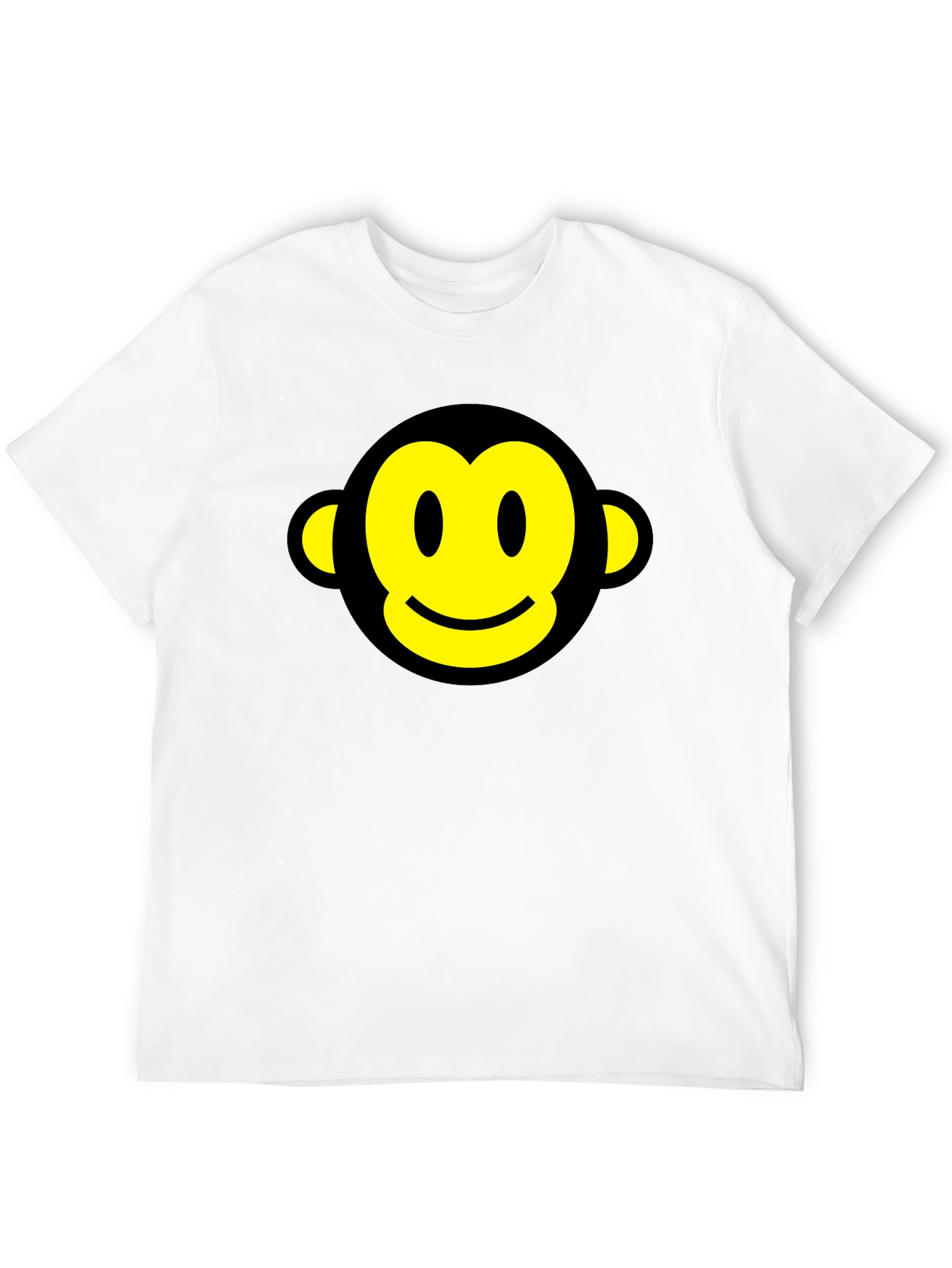 Smiley Monkey Face Graphic Tee - Black