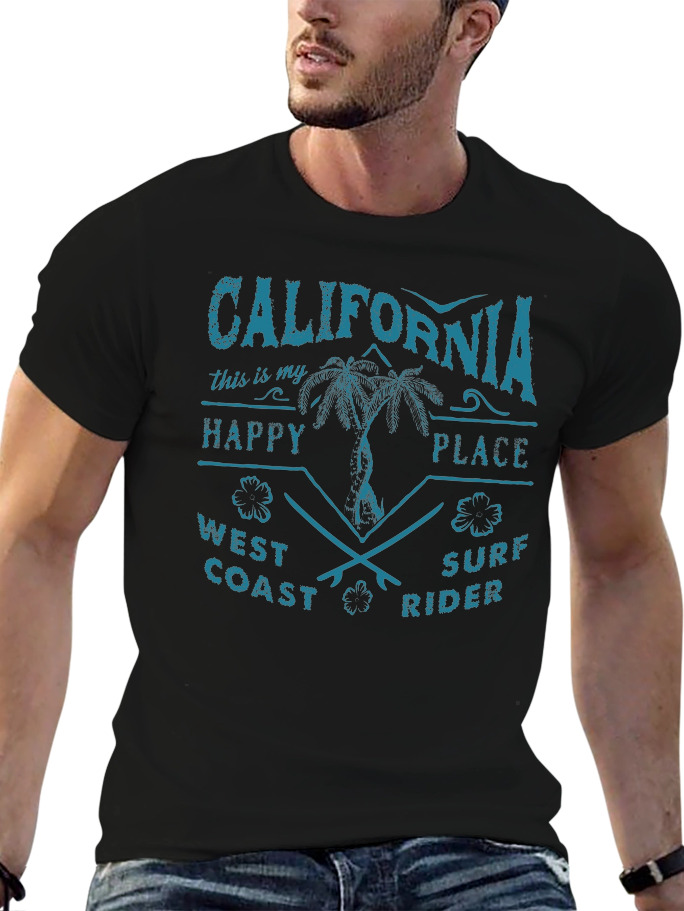 California Happy Place Surf Rider Graphic Tee