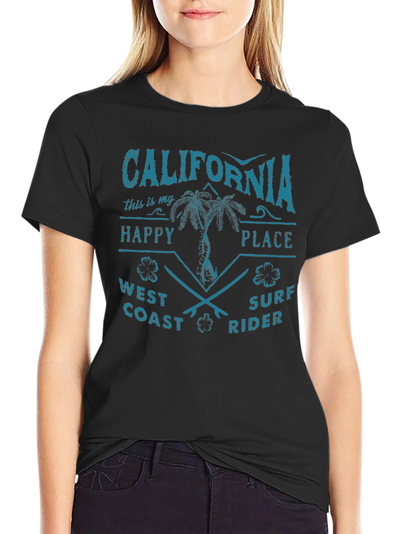 California Happy Place Surf Rider Graphic Tee
