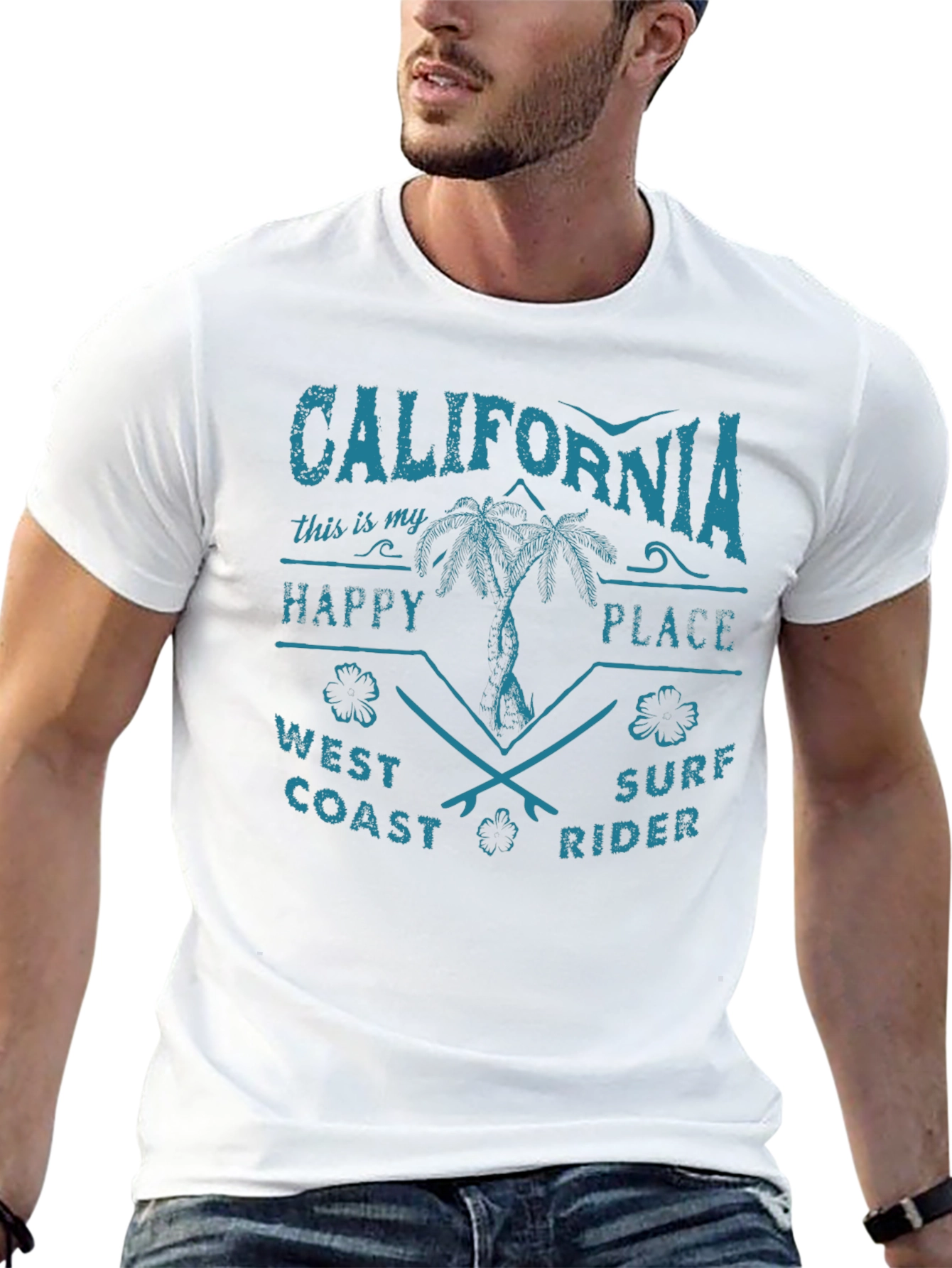 California Happy Place Surf Rider Graphic Tee