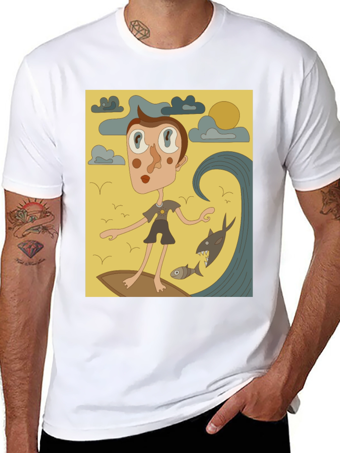 Surfing Cartoon Graphic T-Shirt