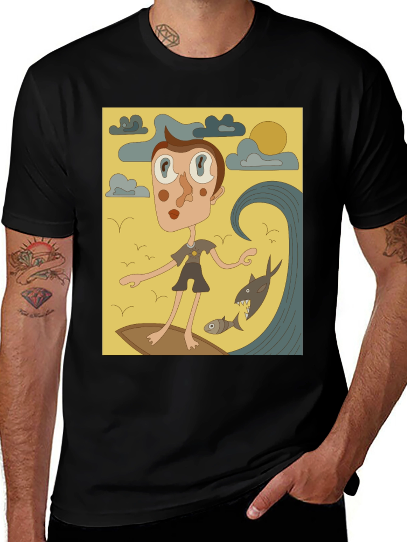 Surfing Cartoon Graphic T-Shirt