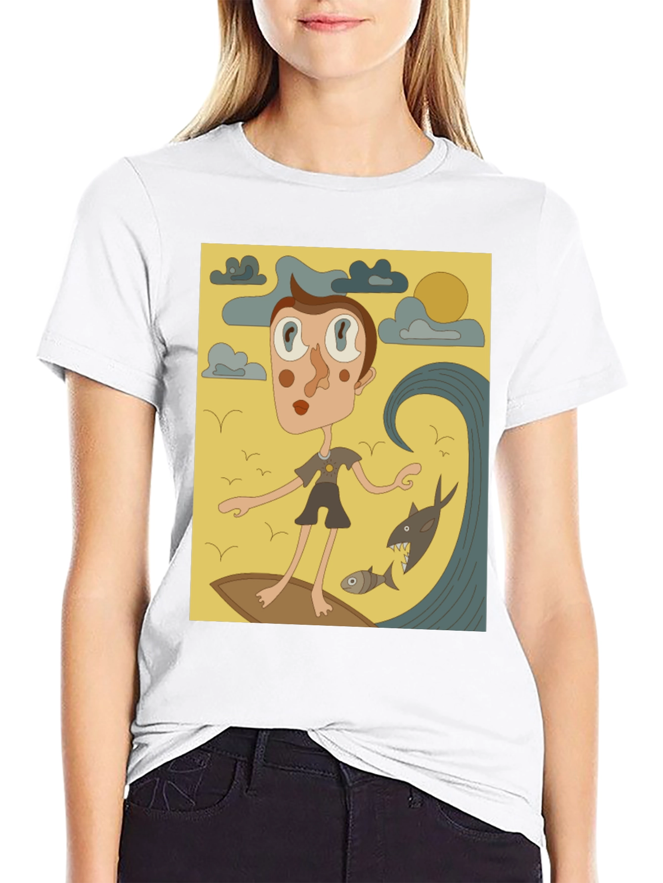 Surfing Cartoon Graphic T-Shirt