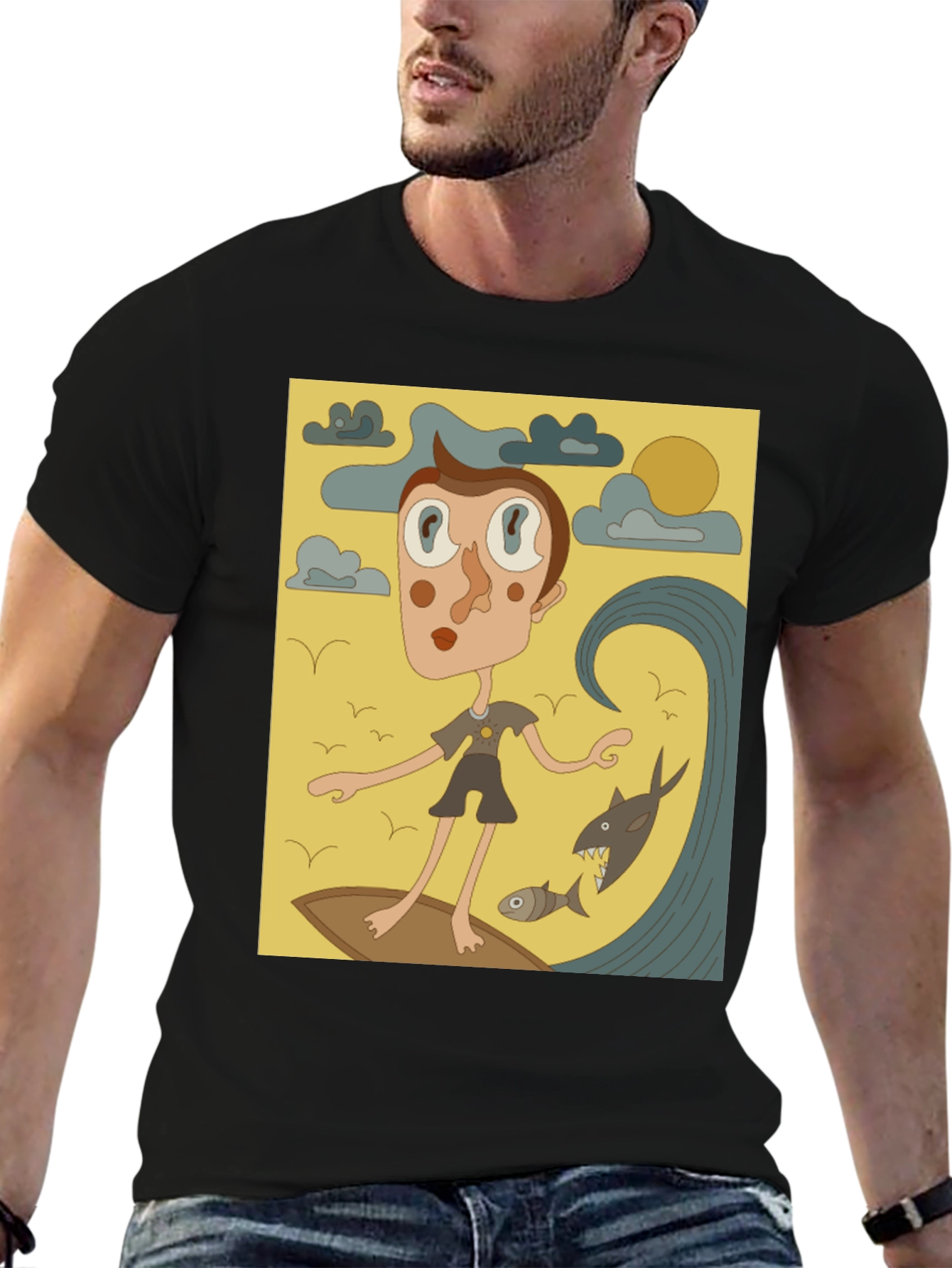 Surfing Cartoon Graphic T-Shirt