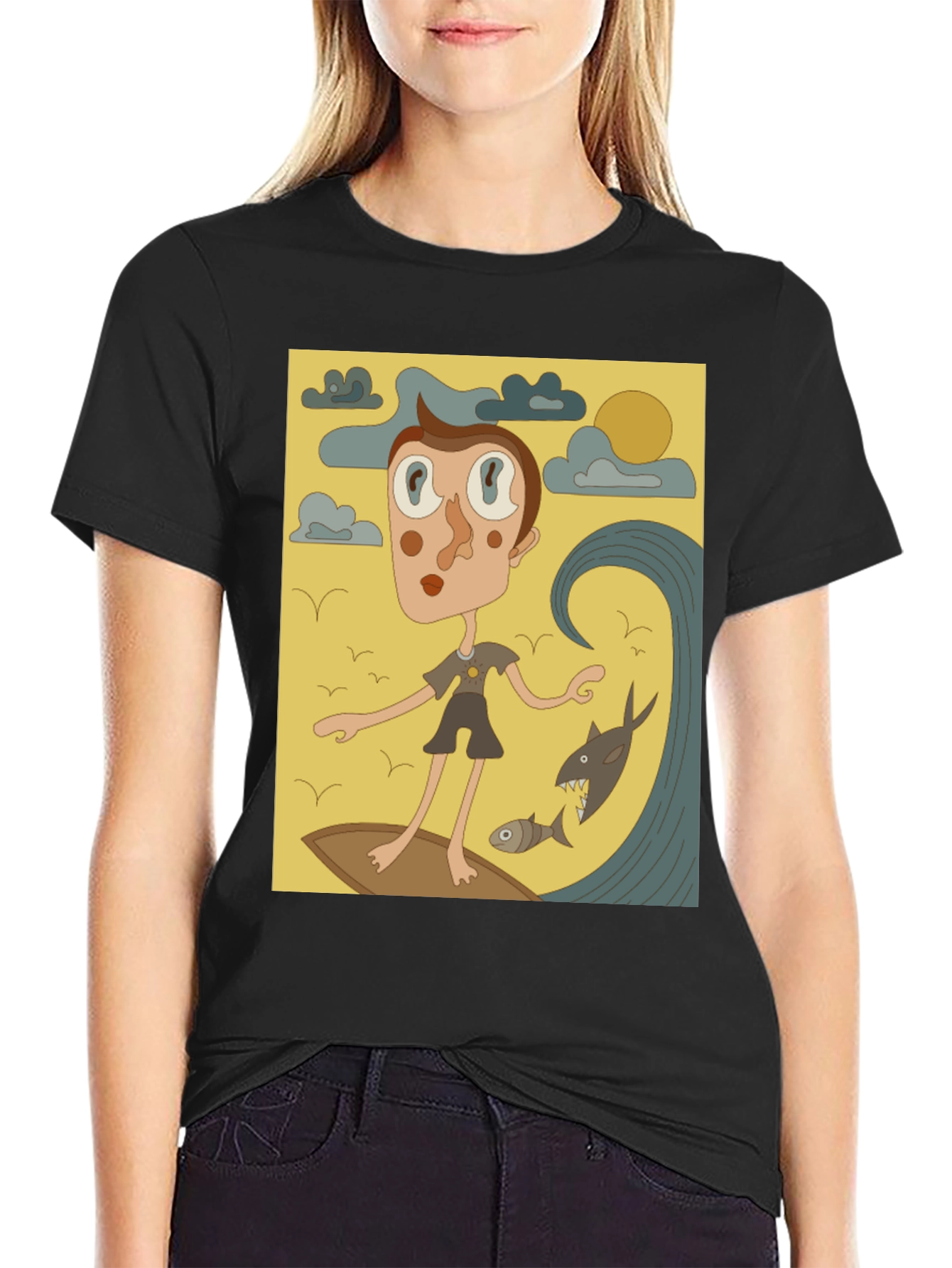 Surfing Cartoon Graphic T-Shirt