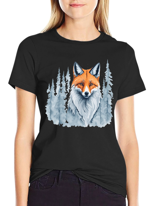 Fox in Winter Forest Graphic Tee - Stylish Mens T-Shirt