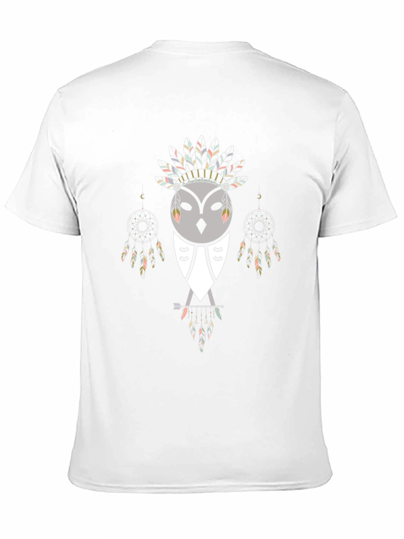 Tribal Owl Graphic Tee - Black Cotton Blend Shirt