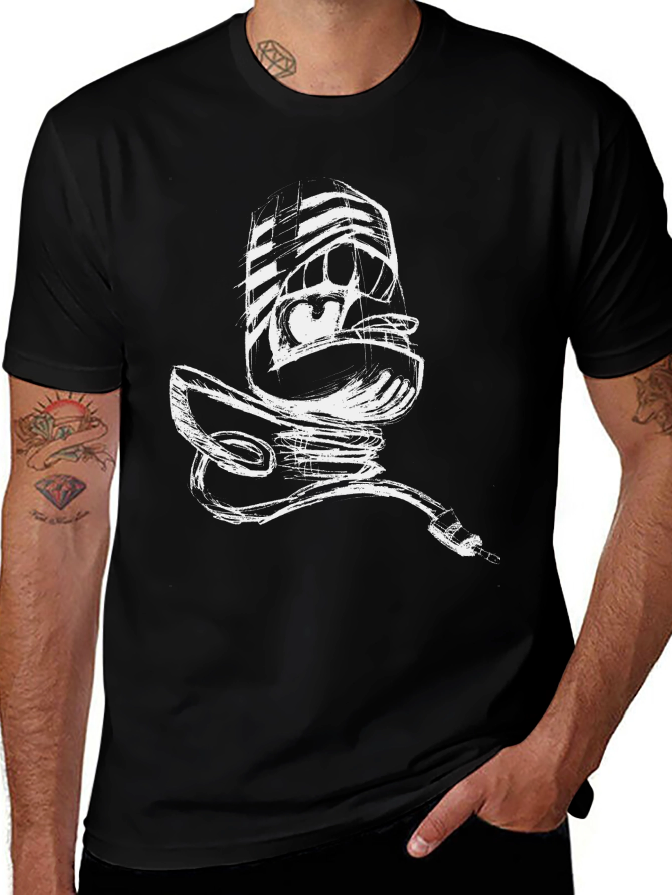Sketchy Microphone Black Tee