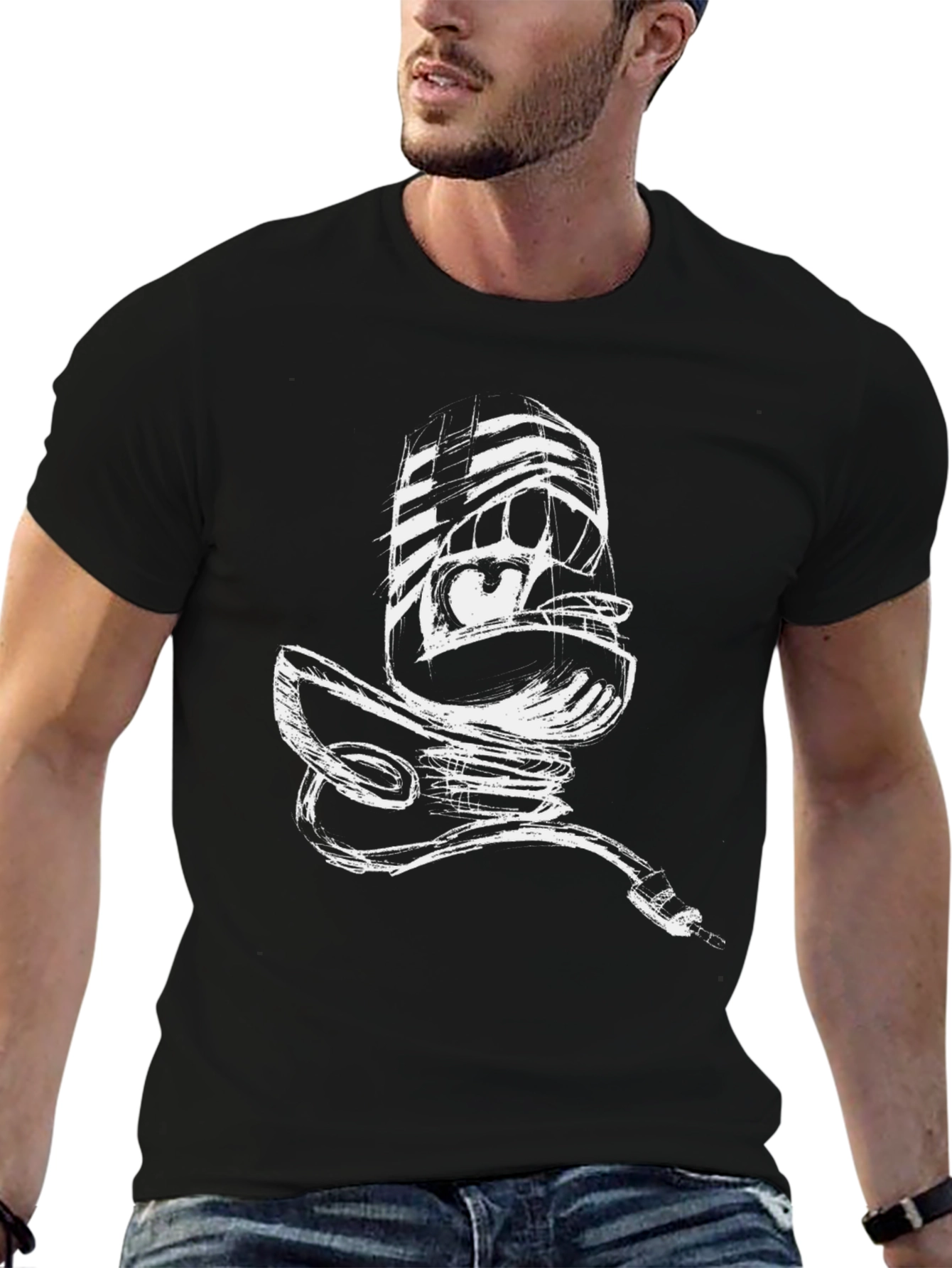Sketchy Microphone Black Tee
