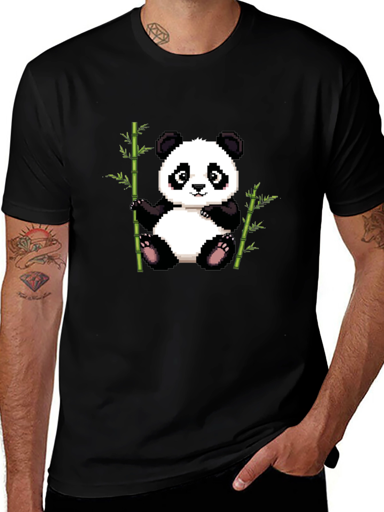 Pixel Panda T-Shirt - Cute Panda Bamboo Design