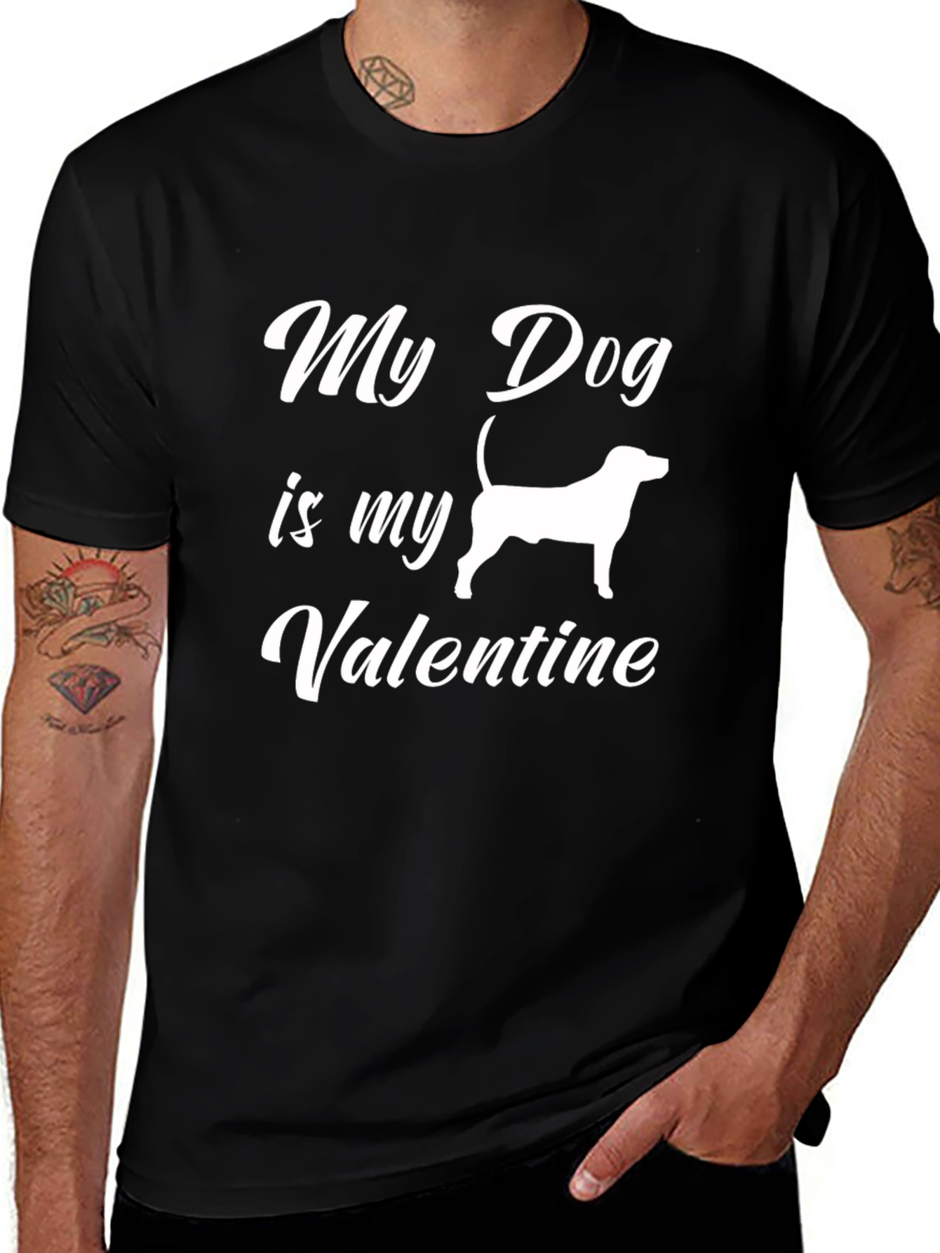 My Dog is My Valentine Black T-Shirt