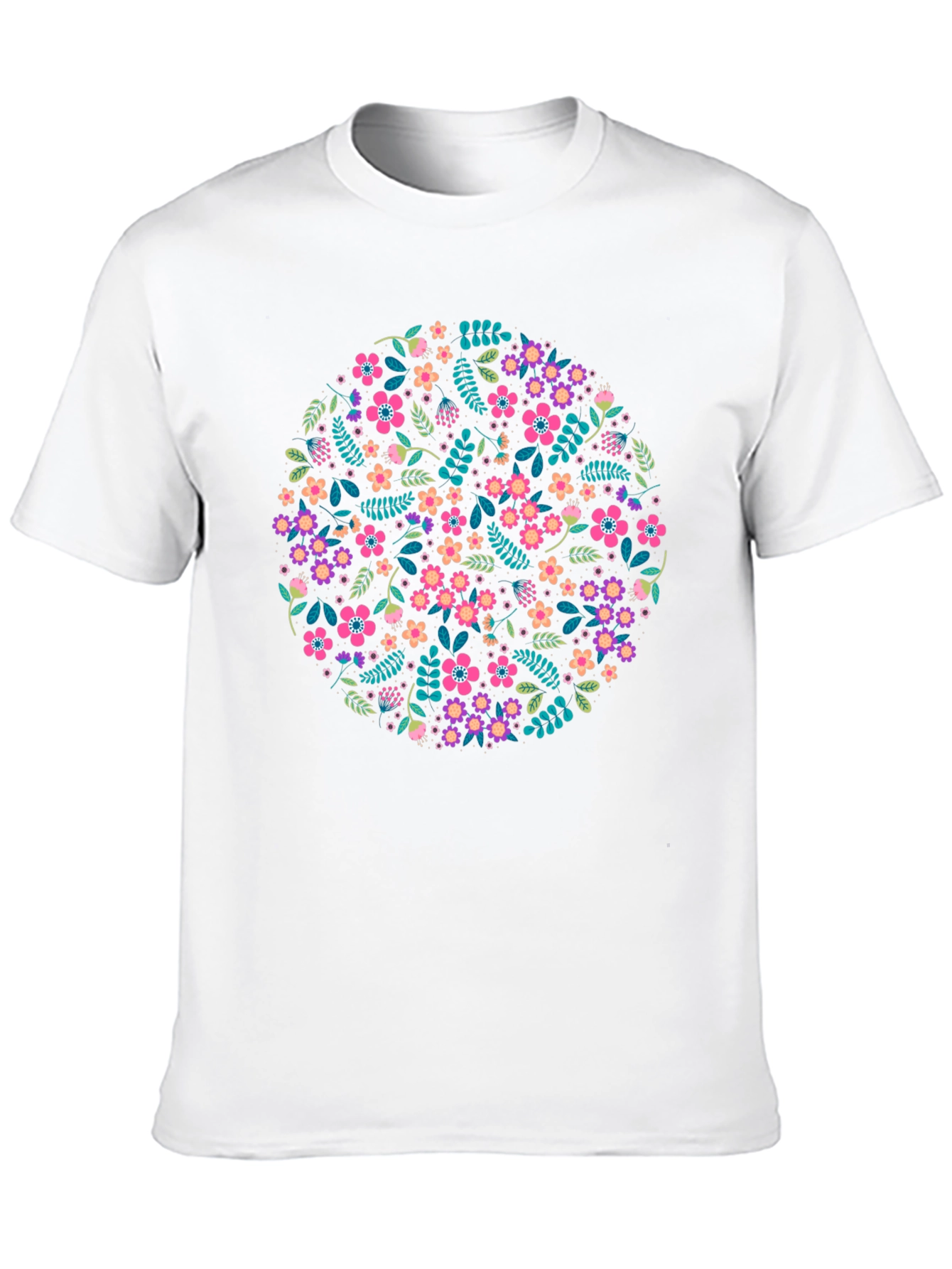 Floral Circle Graphic Black T-Shirt