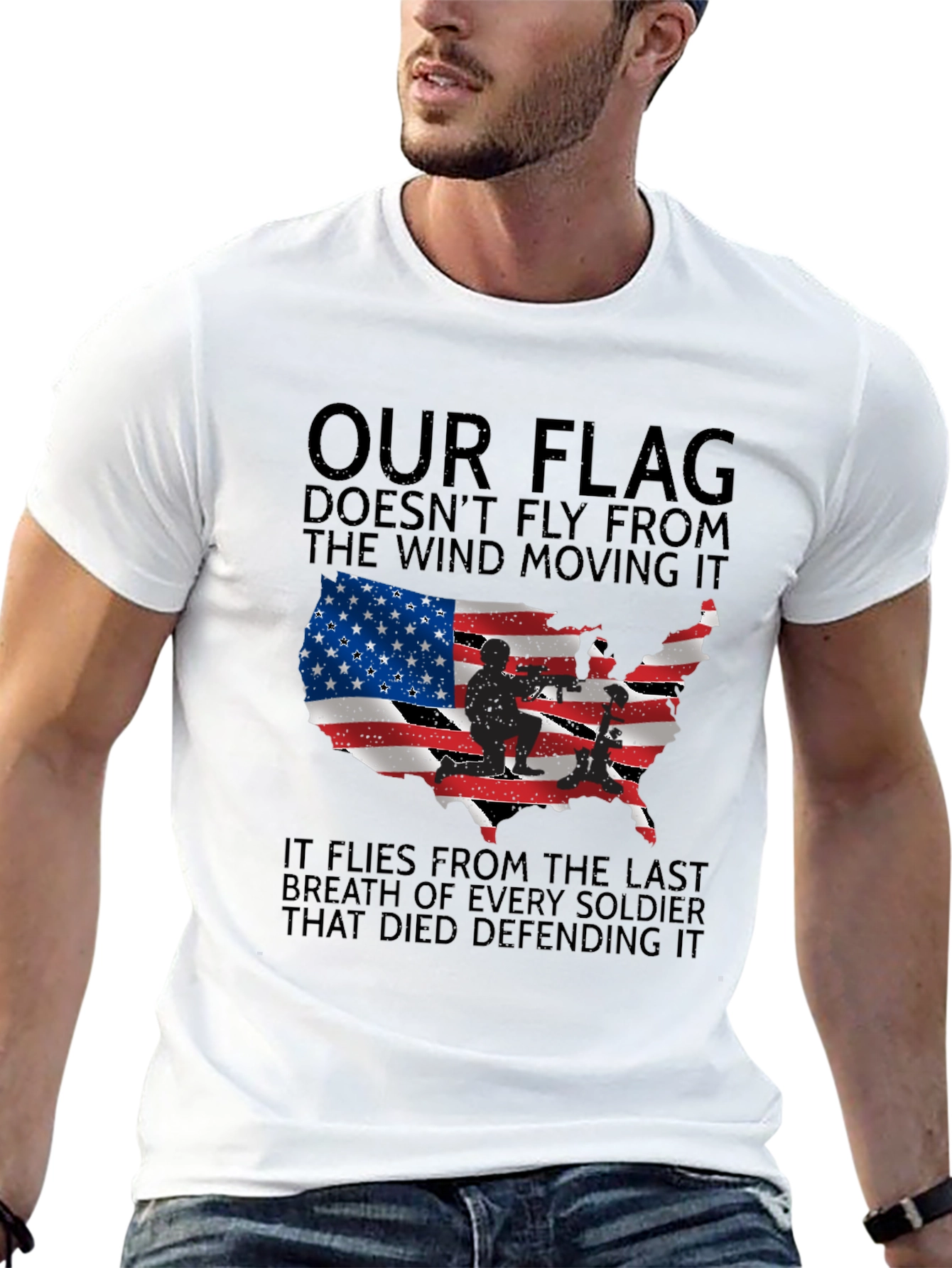 Patriotic USA Flag T-Shirt - Honoring Our Soldiers