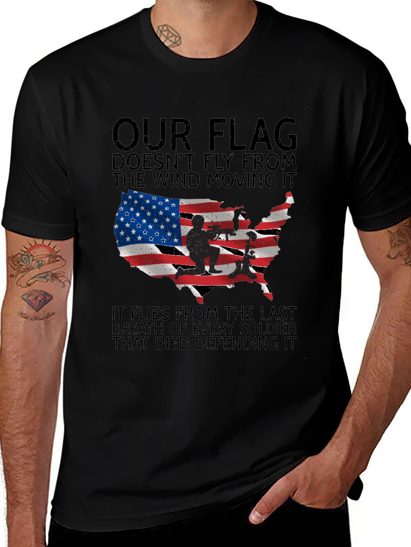 Patriotic USA Flag T-Shirt - Honoring Our Soldiers