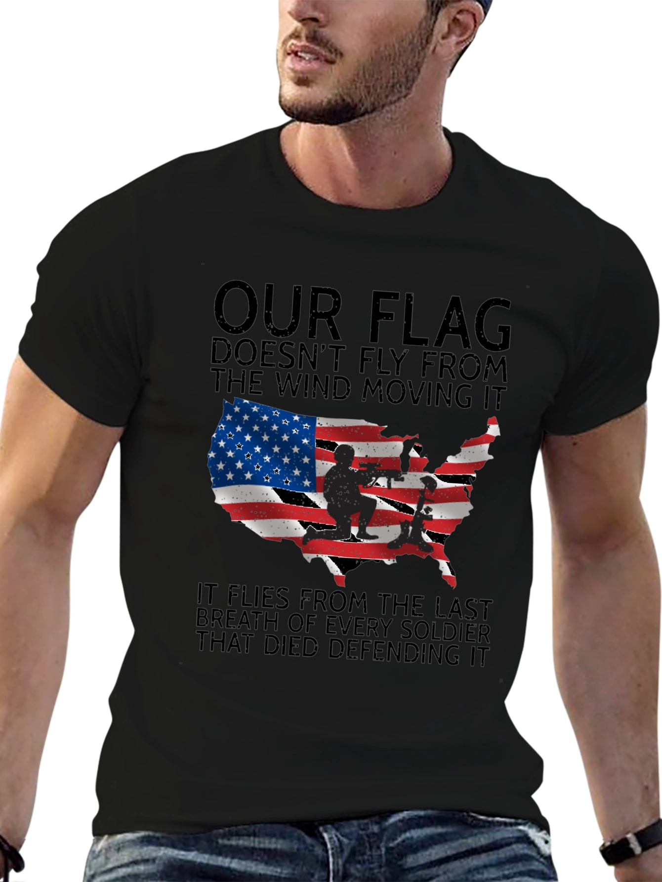 Patriotic USA Flag T-Shirt - Honoring Our Soldiers