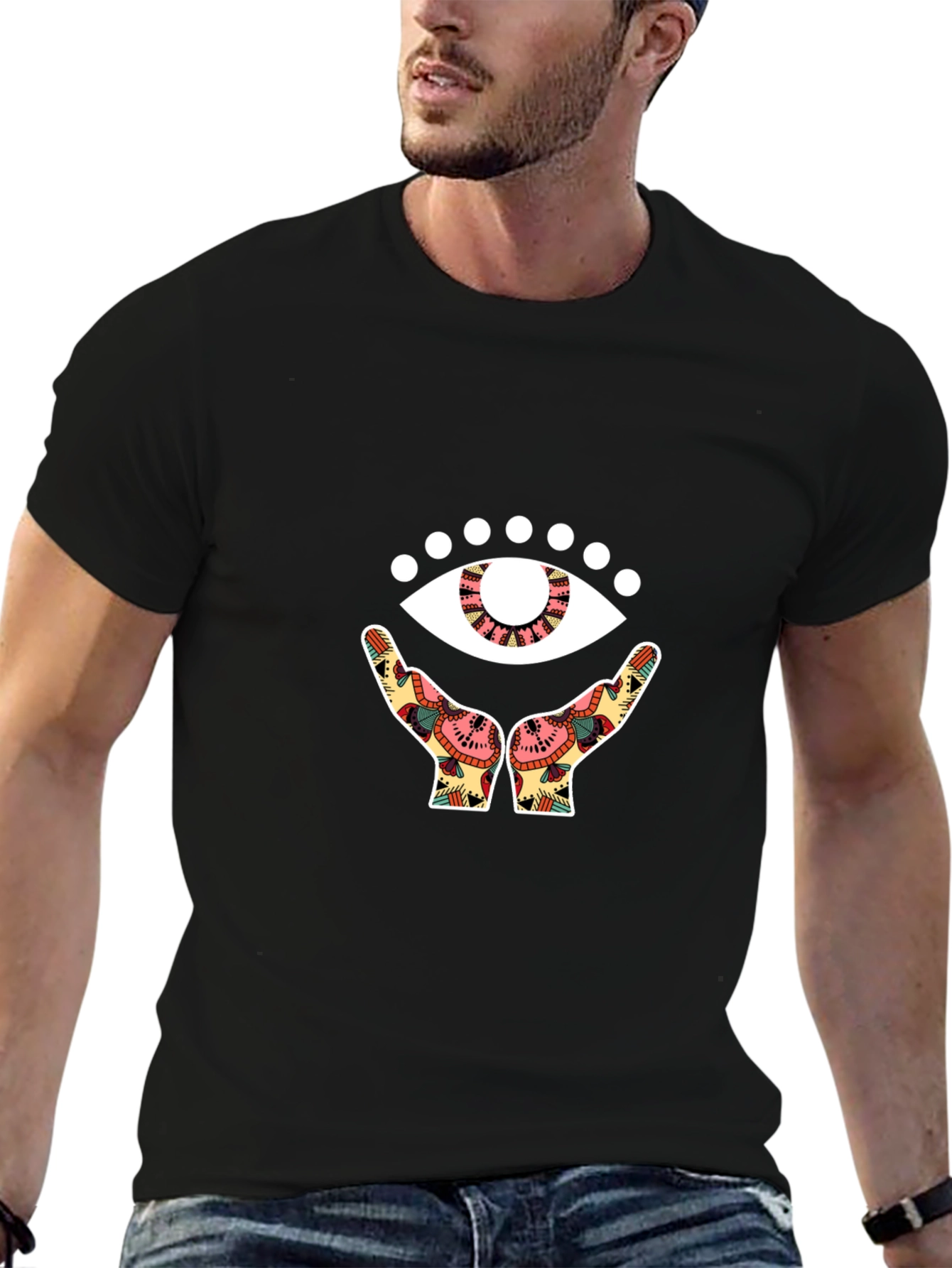 Mystic Eye Graphic Tee - Black Cotton Comfort