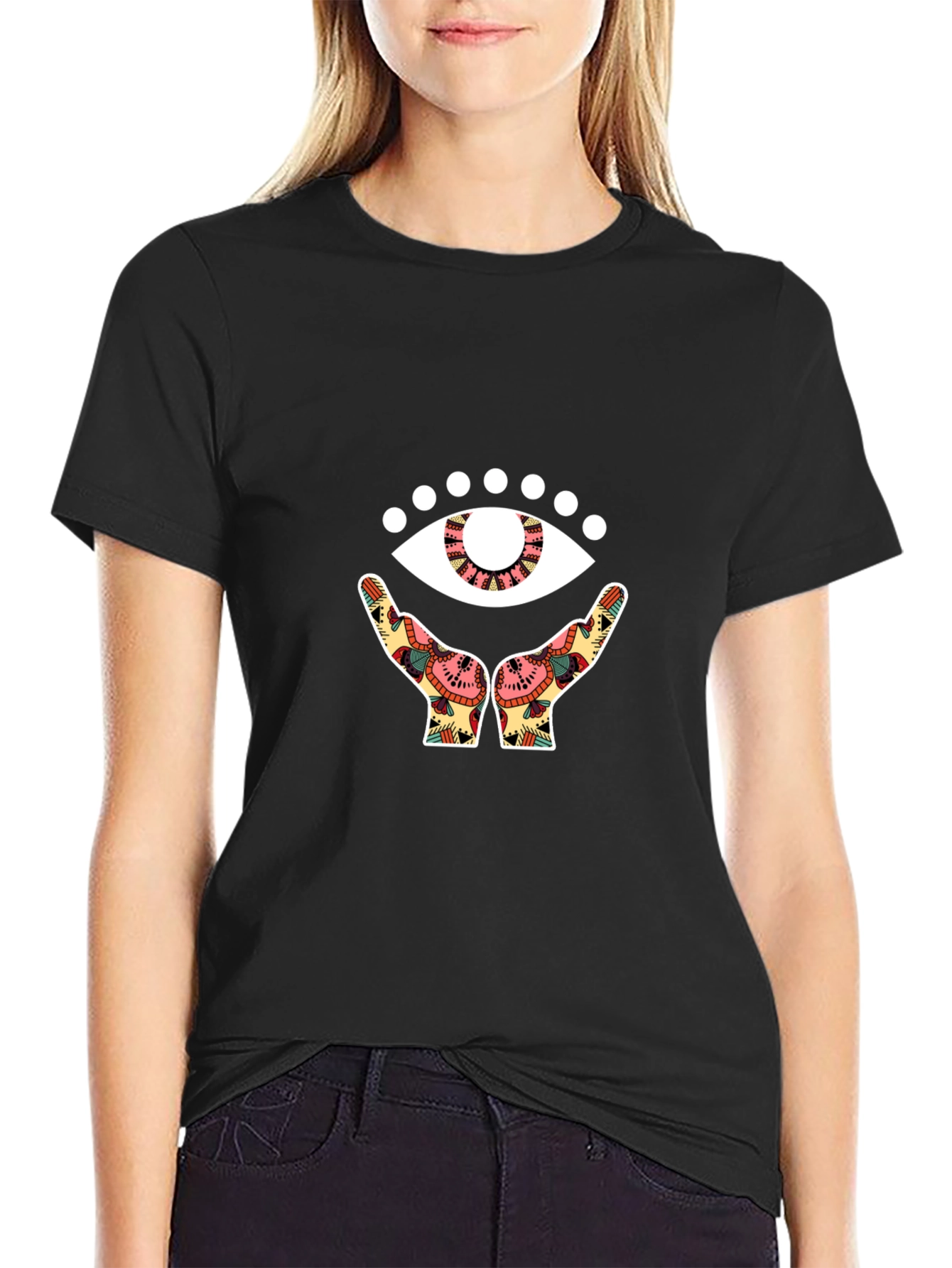 Mystic Eye Graphic Tee - Black Cotton Comfort