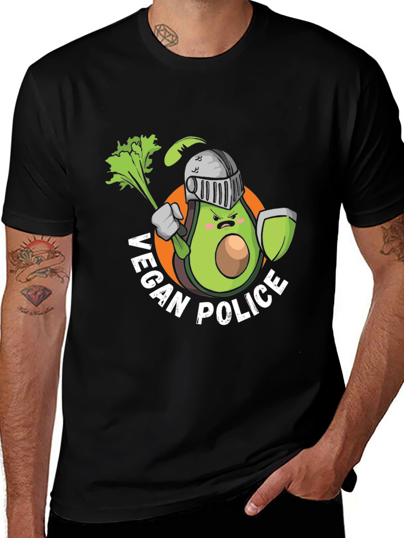 Vegan Police Avocado Knight T-Shirt