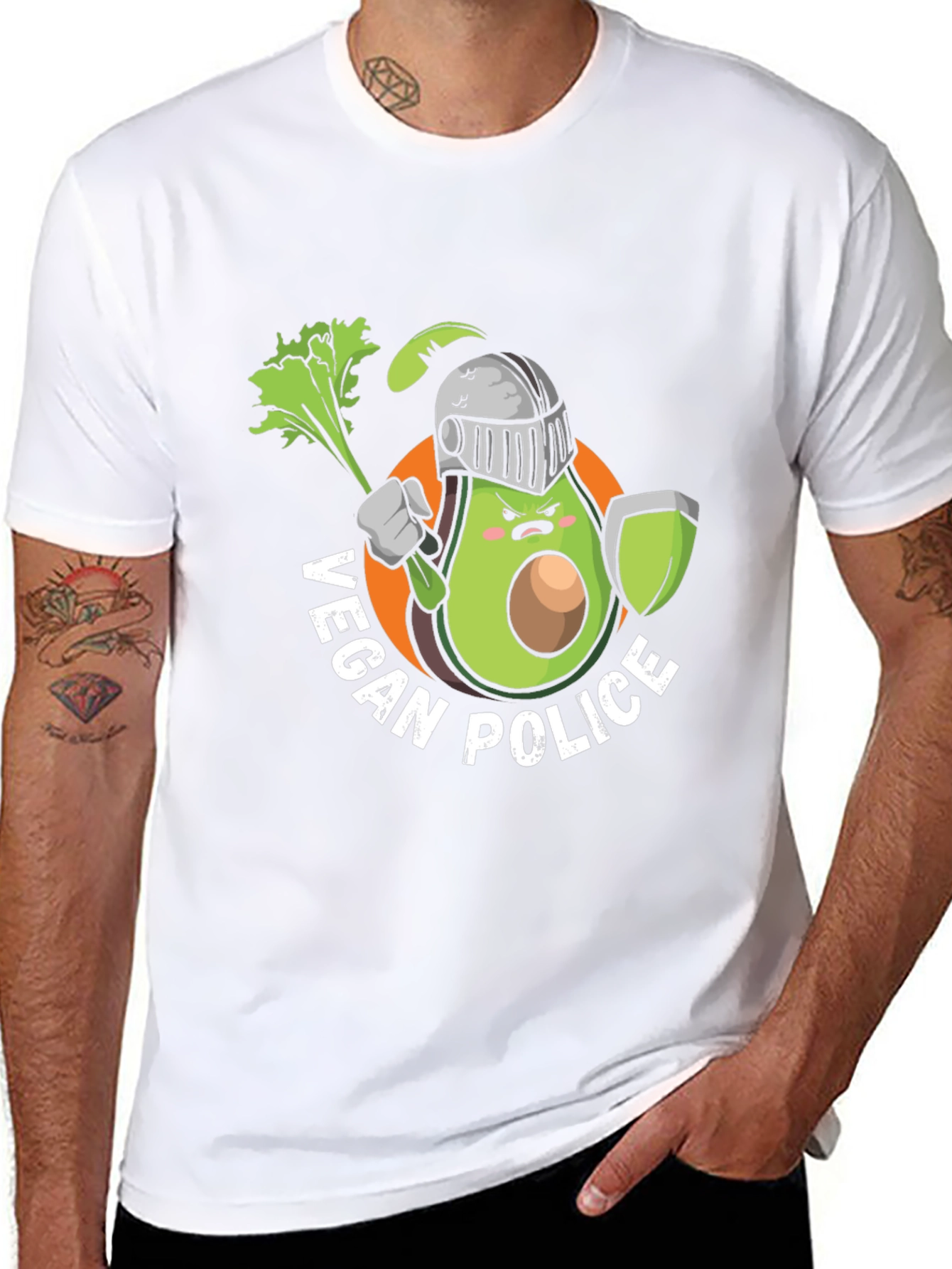 Vegan Police Avocado Knight T-Shirt