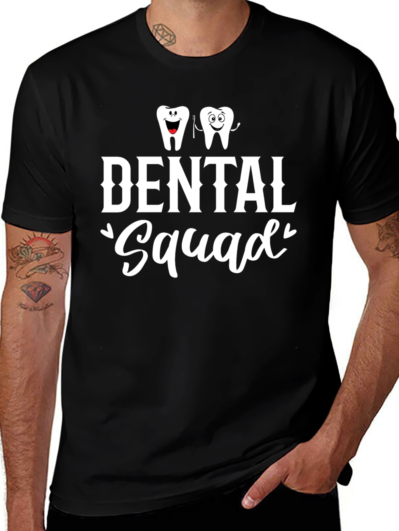 Dental Squad Graphic Tee - Black Cotton T-Shirt