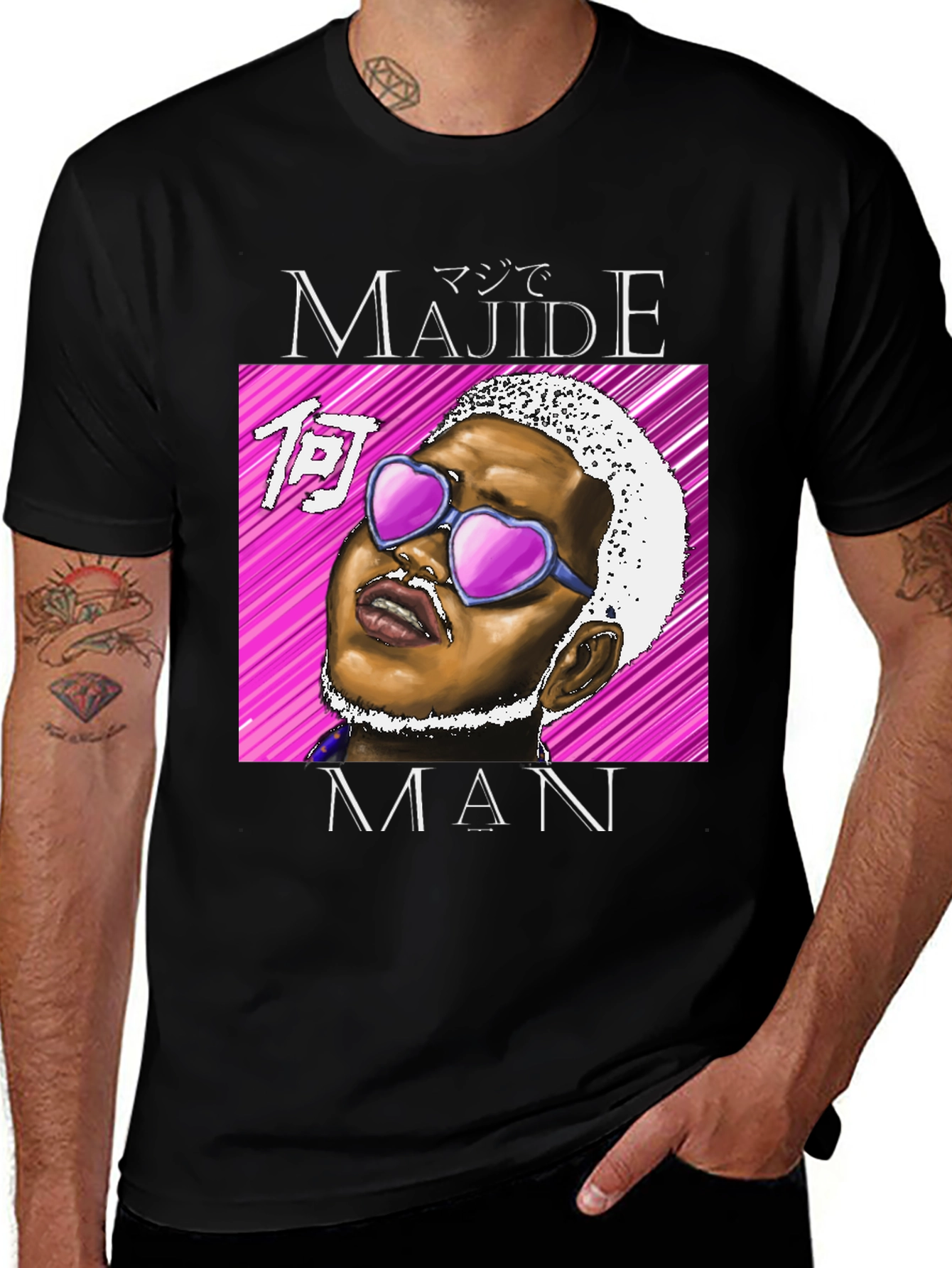 Majide Man T-Shirt - Black Graphic Tee