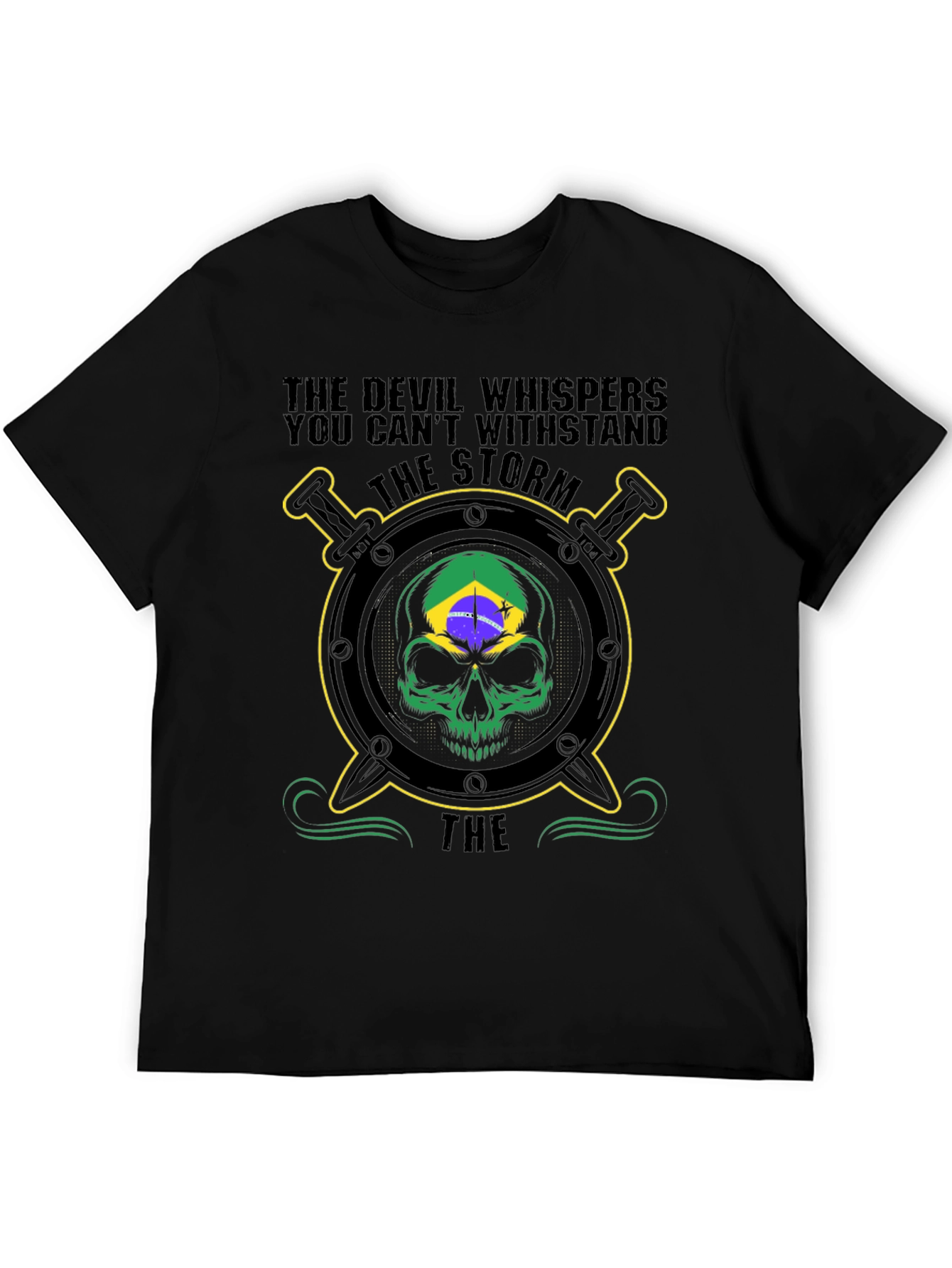 Devil Storm Skull Graphic Tee - Black