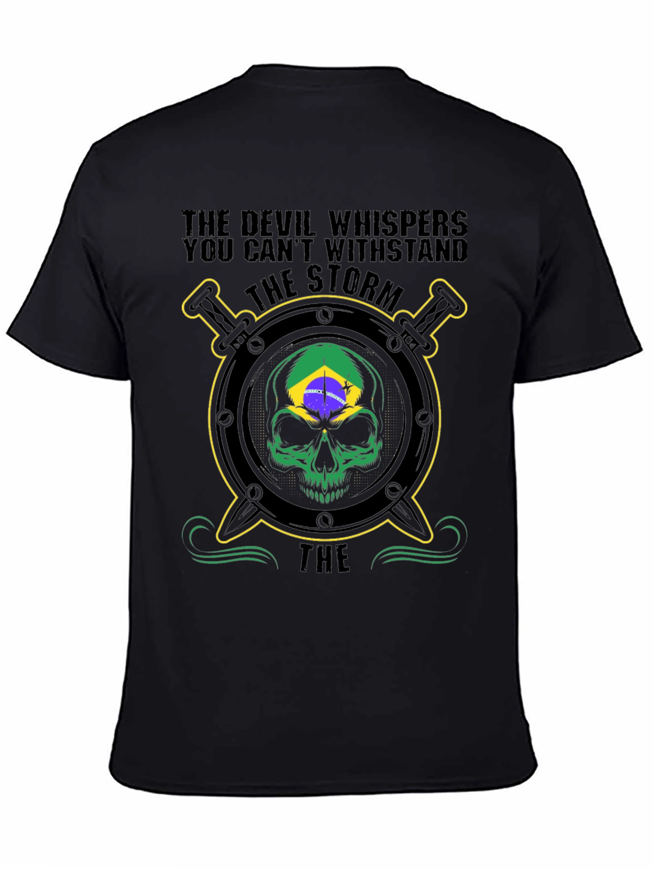 Devil Storm Skull Graphic Tee - Black