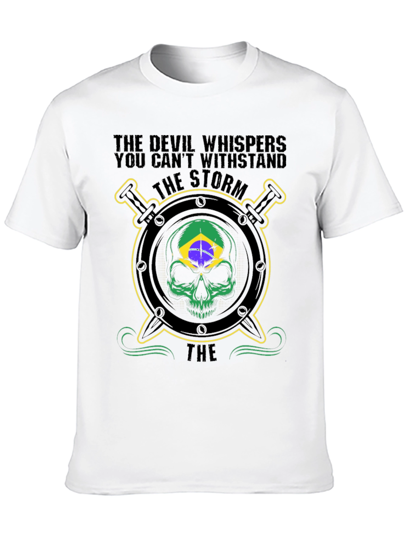 Devil Storm Skull Graphic Tee - Black