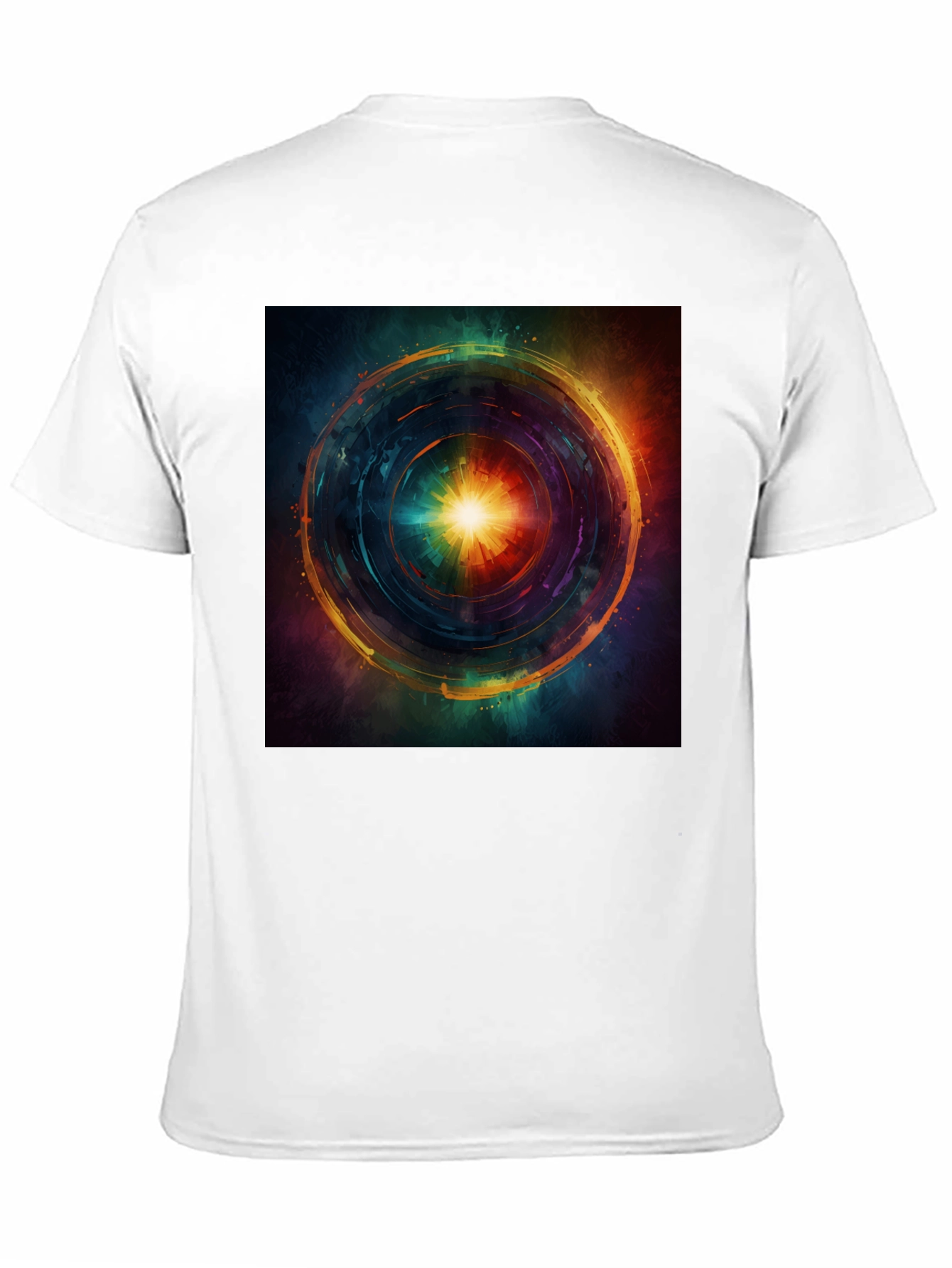 Abstract Vortex Graphic Print Black T-Shirt