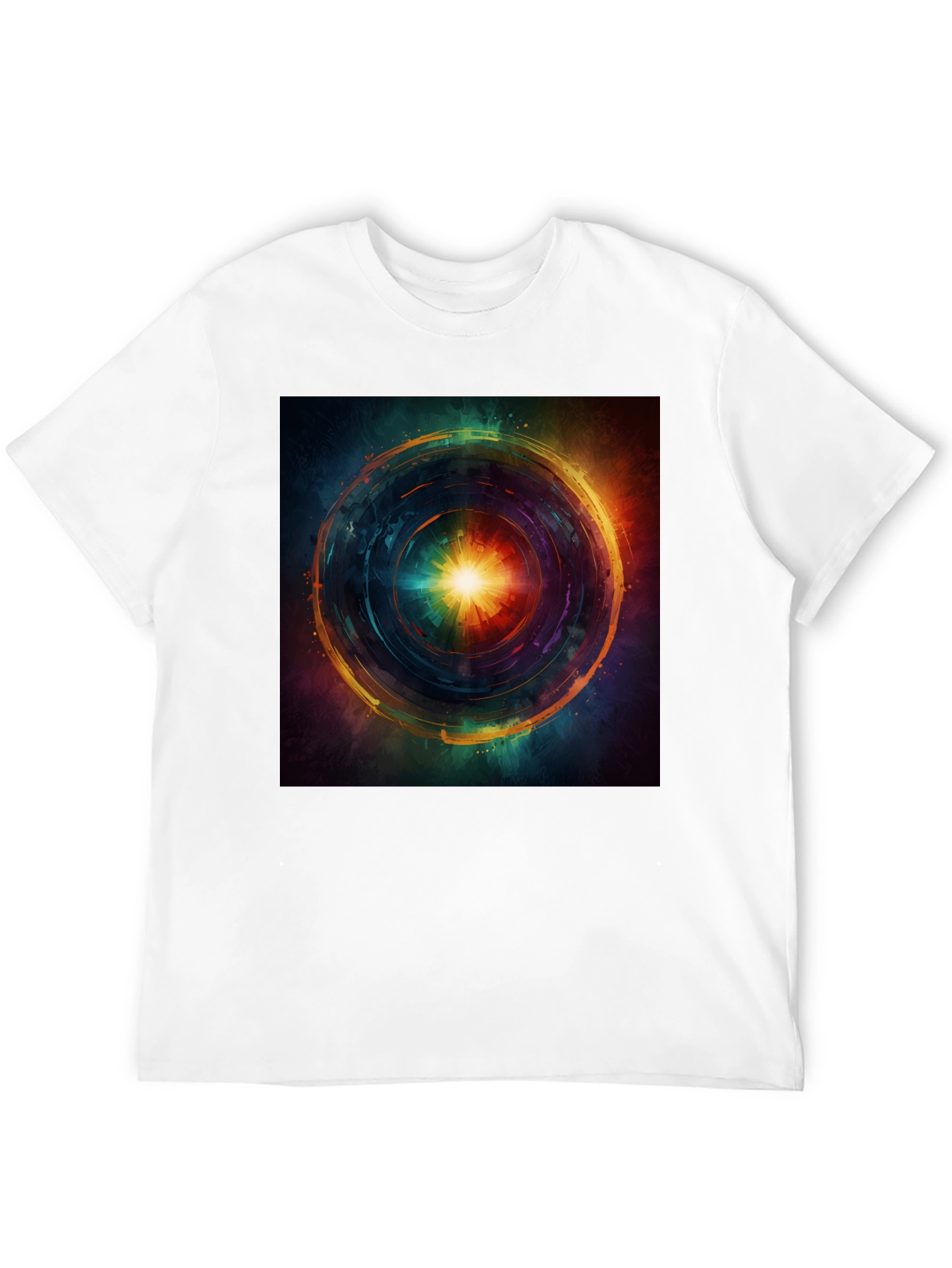Abstract Vortex Graphic Print Black T-Shirt