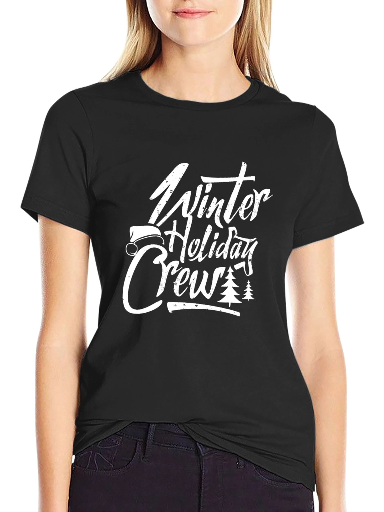 Winter Holiday Crew Black T-Shirt