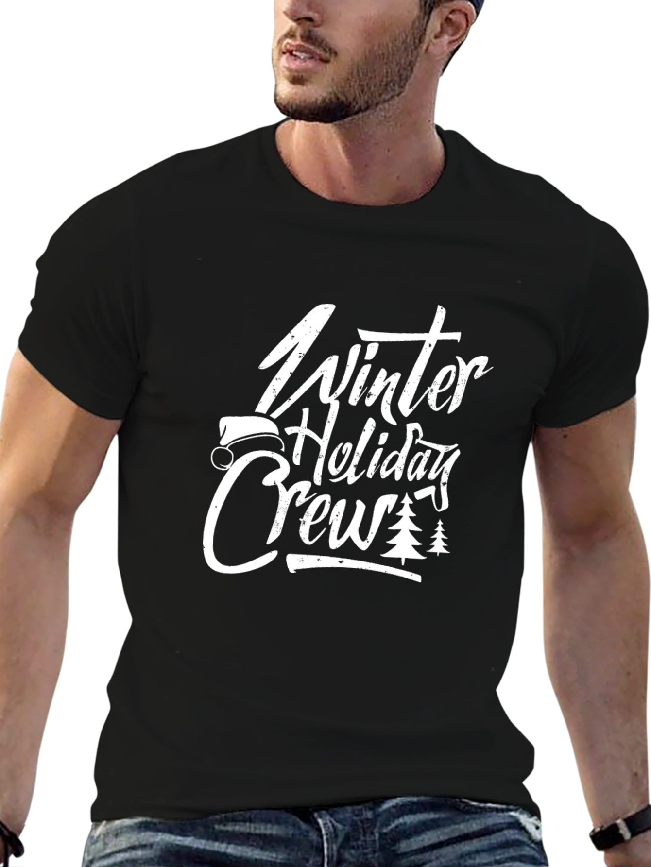 Winter Holiday Crew Black T-Shirt