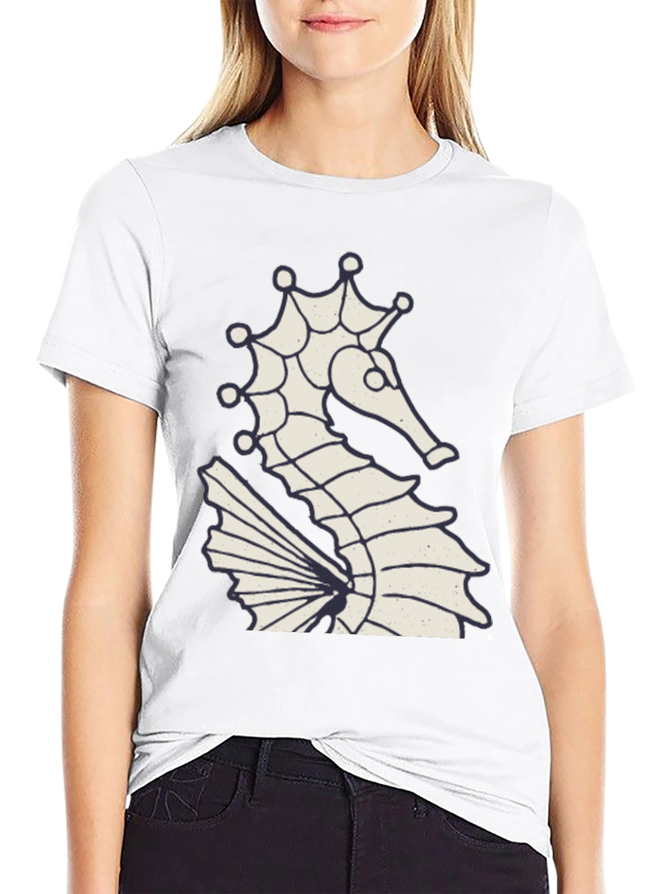 Seahorse Graphic Tee - Black Cotton Blend